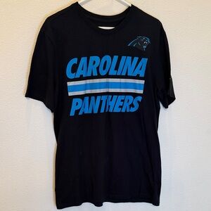 NFL Team Apparel Carolina Panthers Black Tee with Blue Logo Athletic Cut Size L